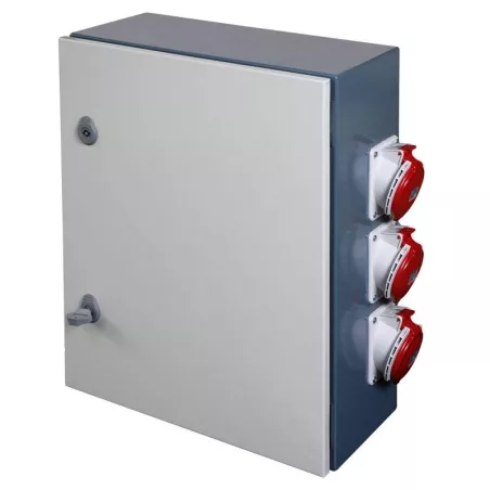 Coffret de Chantier Métallique 6 prises 2P+T - 1 X 3P+N+T 16A - 1 X 3P+N+T 32A