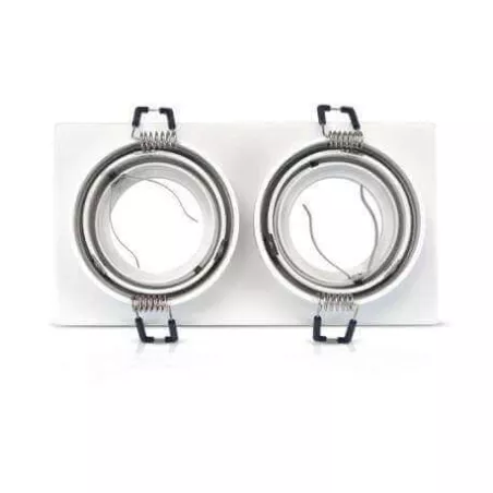 Support de spot rond double blanc Orientable 175 x 93mm