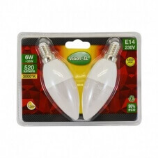 Ampoule LED E14 Flamme 6W 3000°K Blister x 2