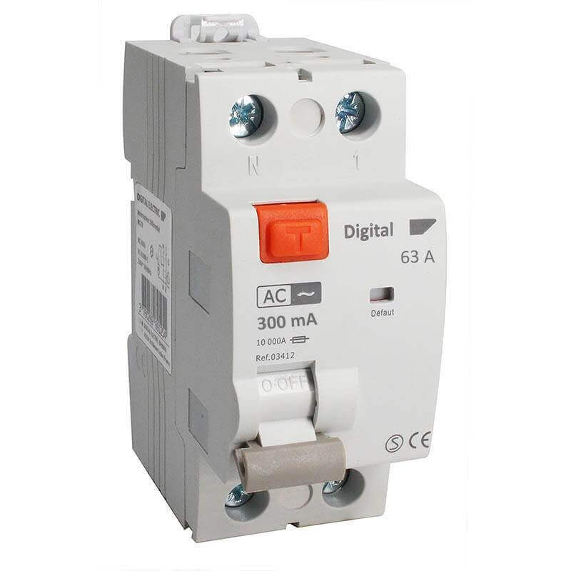 Interrupteur Différentiel Bipolaire 63A Type AC 300mA Interrupteur Différentiel Bipolaire 63A Type AC 300mA