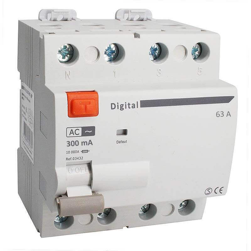 Interrupteur Différentiel Tetrapolaire 63A Type AC 300mA Interrupteur Différentiel Tetrapolaire 63A Type AC 300mA