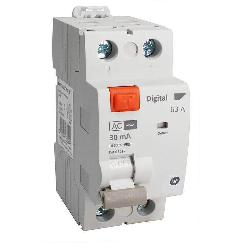 Interrupteur Différentiel Bipolaire 63A Type AC 30mA Interrupteur Différentiel Bipolaire 63A Type AC 30mA