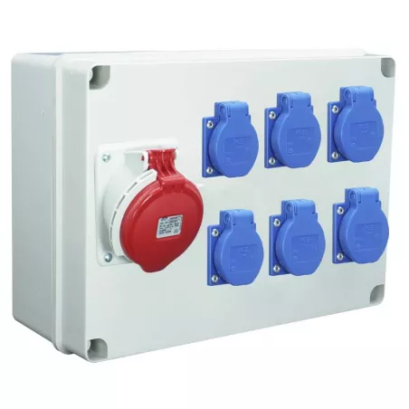 Coffret atelier 6 Prises 2P+T 16A & 1 prise 3P+T 16A