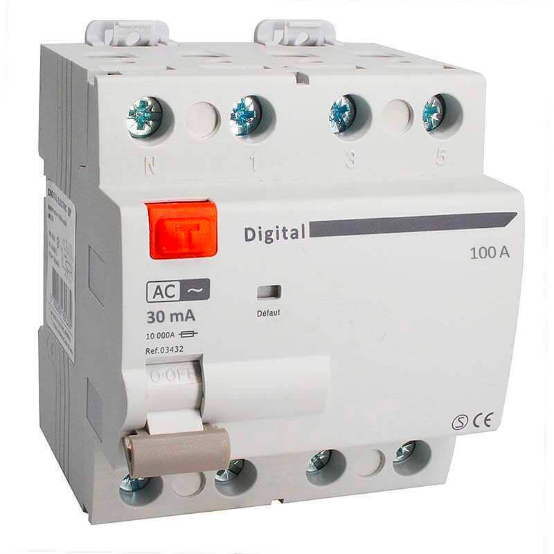 Interrupteur Différentiel Tetrapolaire 100A Type AC 30mA Interrupteur Différentiel Tetrapolaire 100A Type AC 30mA