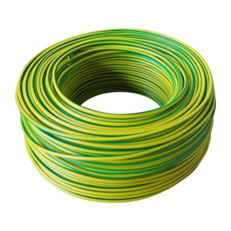 Fil rigide HO7V-R - 6mm² Jaune / Vert par 100m