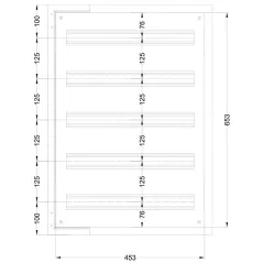 Coffret modulaire Métallique 700 X 500 X 200 IP66 5 X 22 (110 Mod)