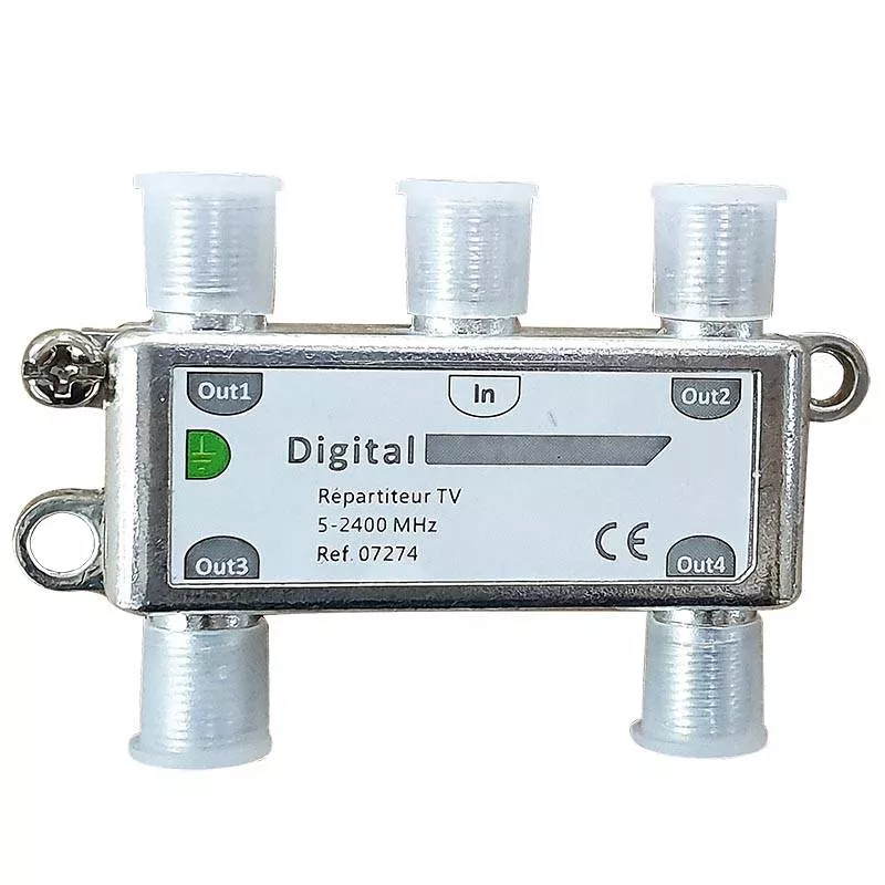 Répartiteur TV 4 Sorties Coaxial 2400Mhz Répartiteur TV 4 Sorties Coaxial 2400Mhz